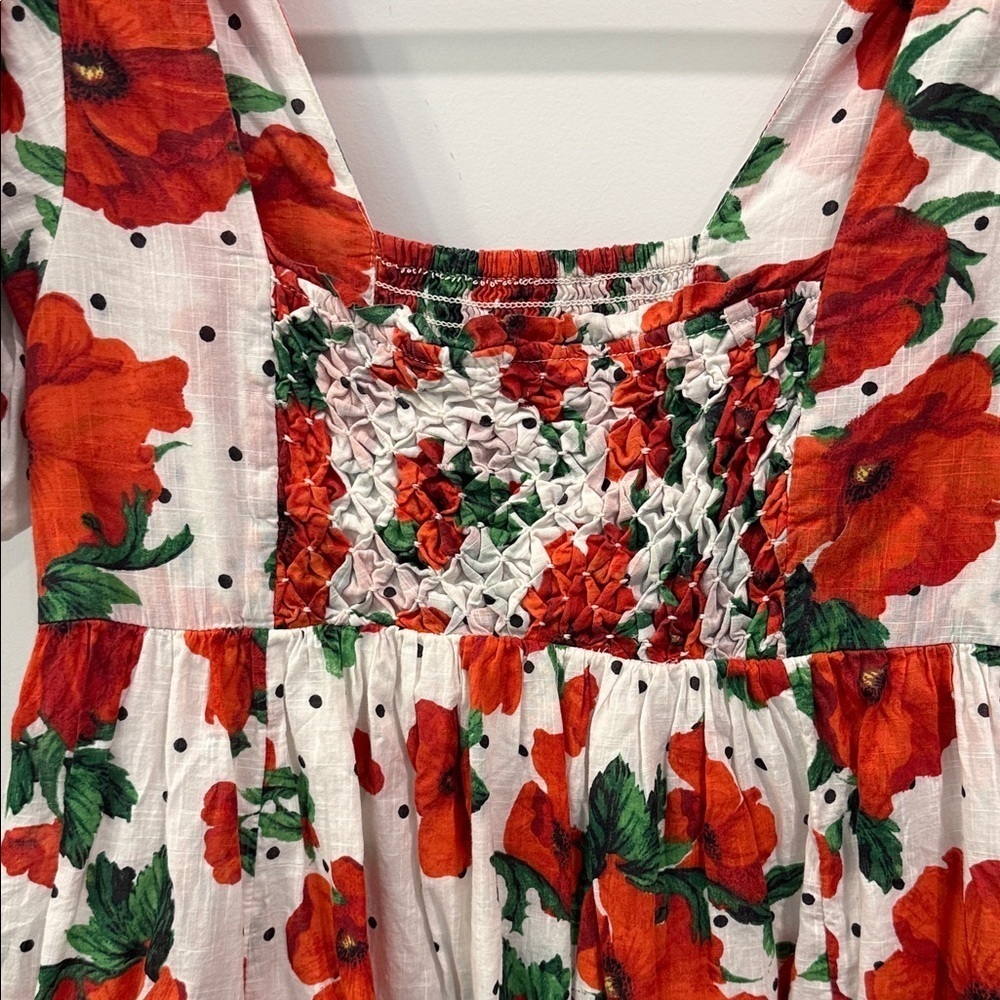 Anthropologie Maeve Square-Neck Smocked Babydoll Mini Floral Dress - Picture 10 of 17